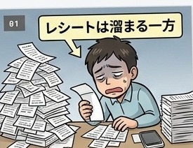レシートは溜まる一方。「あとでまとめてやろう」の山